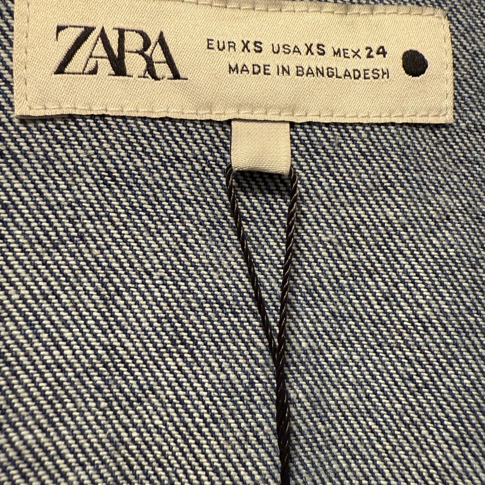 NWT ZARA Denim Long Sleeve Midi Dress - Picture 7 of 7
